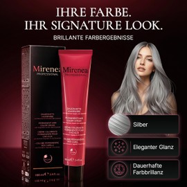 MIRENEA Professional Hair Colour 100ml - Permanent Cream Hair Colour to Mix with Developer - Intense Colour & Grey Coverage - Not Ready to Use - Silver