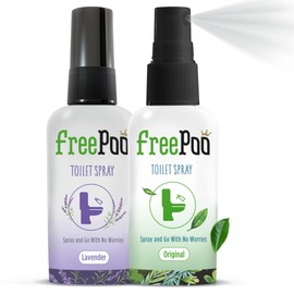 FreePoo - Kit Toilet Odorizer Lavender and Lemongrass - Pre Poop Odor Blocker, Aromatic Bathroom Spray, Potty Deodorizer, Air Freshener - Natural Oils, Hygiene Kit Essential - 2 x 2.0 floz