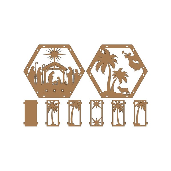 3D Christmas Wooden DIY Ornament Kit - 2 Sets Hexagonal