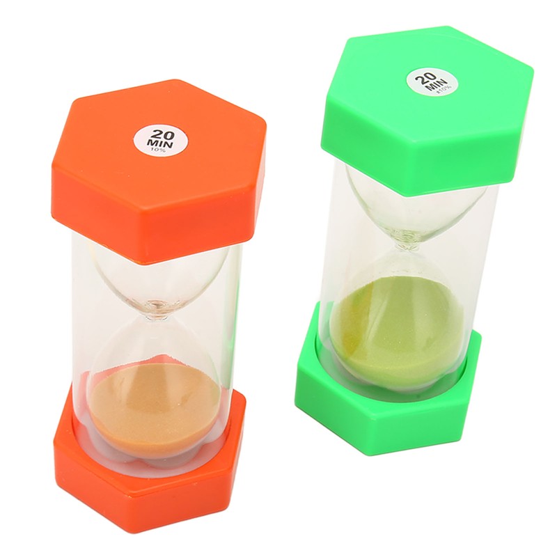 2Pcs Sand Timer 20 Minutes Hexagonal Shape Durable Plastic Widely