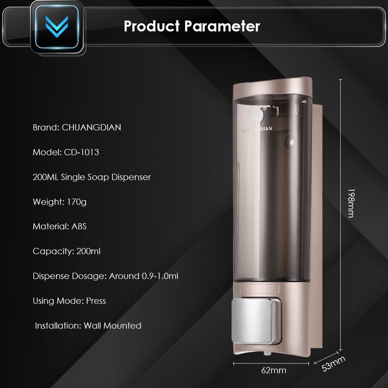 CHUANGDIAN Manual Hand Soap Dispenser with Double Sided Foam Tape