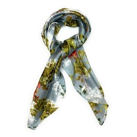 Big Square Scarf Women 70cm x 70cm Large For Hair Silk - Pale Blue Floral