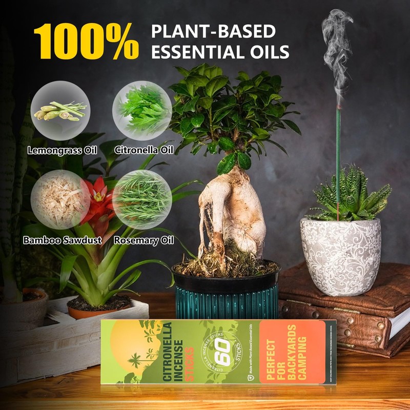 Citronella Incense Sticks - Suitable for Outdoor Camping, Patio, Hiking,etc