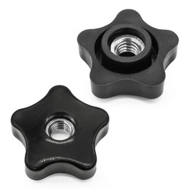 Wulankd 5 Pack Black 5/16"-18 Female Threaded 5 Star Shaped Head Screw On Clamping Nuts Knob 1.58 in. (40mm) Diameter with Through Insert
