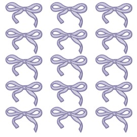 MECCANIXITY 15Pcs Bow Iron on Patches Cute Bow Embroidered Patches Applique Sew on Patches for DIY Crafts Clothing Repairing Bag Hat Decoration,Light Purple,3x2 Inch