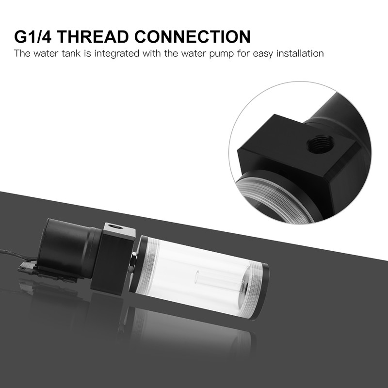 Acrylic Computer DIY Water Cooling Tank Cylinder Reservoir 19W Pump