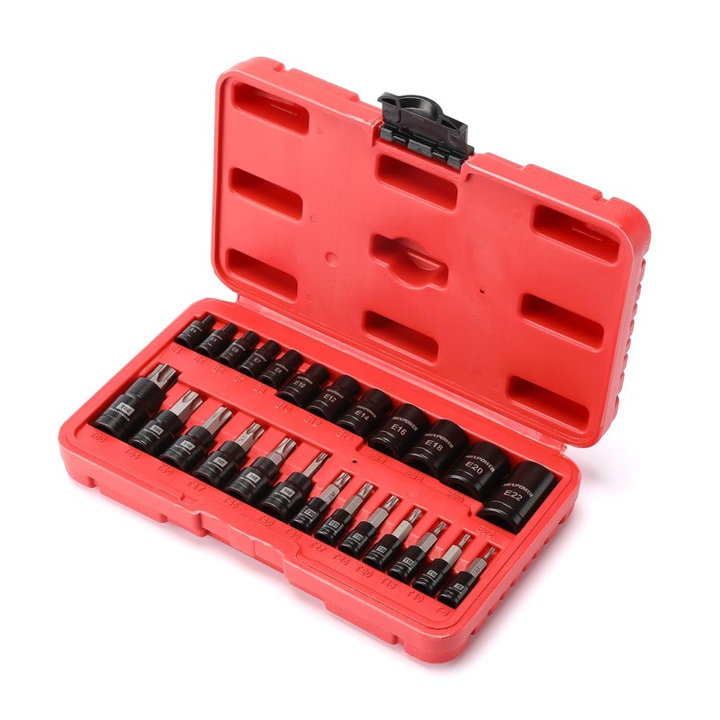 MIXPOWER 25 Piece Torx Bit and Socket Set, 13 Star