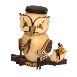 Woodturning Kuhnert Smoke Figure / Incense Figure Owl Craftsman Made of Solid Wood Approx. 15 cm Made in Germany
