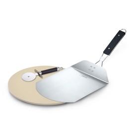 Concord 3 Piece Pizza Stone, Pizza Peel, Pizza Cutter, with Cordierite Heatwell Technology (Pizza set)