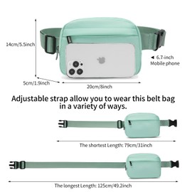 EXYANGEE Unisex Belt Bag Fanny pack crossbody bags Everywhere Waist packs with Adjustable Strap, Light Blue, 8.5 inches L x 3 inches W x 6 inches H, Stylish Fanny Pack