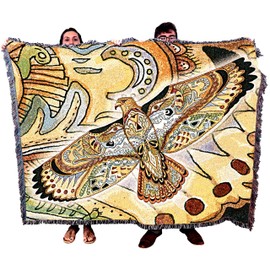 Pure Country Weavers Hawk - Native American Inspired Pacific Northwest Totem by Sue Coccia - Blanket Throw Woven from Cotton - Made in The USA (72x54)