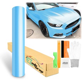 24"x60" (2FTx5FT) Light Blue Matte Metallic Satin Pearl Vinyl Wrap Sticker Sheet Film Car Auto Vehicle DIY Decal Bubble Free Air Release Self Adhesive Peel and Stick Free Tool Kit