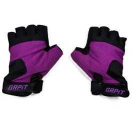 GRPiT Kids Gloves for Biking, Scootering & Playground Fun – Half Finger Padded Bike Gloves for Boys & Girls – Ages 5 to 12 – Comfortable, Durable, Adjustable Fit (Purple, 7/8, Right/Left)