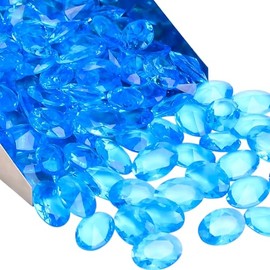 Crysmona Semi-Precious Blue Topaz Glass Gemstone- Rhinestones for Weddings Crafts Vase Fillers Jewels -Loose Glass Healing Crystals -Perfect for Crafting Unique Jewelry Designs Gift for Her (50 pcs)