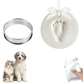 AMBEERT Dog Paw Print Kit, Clay Baby Hand & Footprint Impression Kit, Paw Print Kit for Dogs, Cat Paw Print Kit, Perfect Home Decor and Gift for Pet Lovers, Equipped with a 10cm Circular Mold