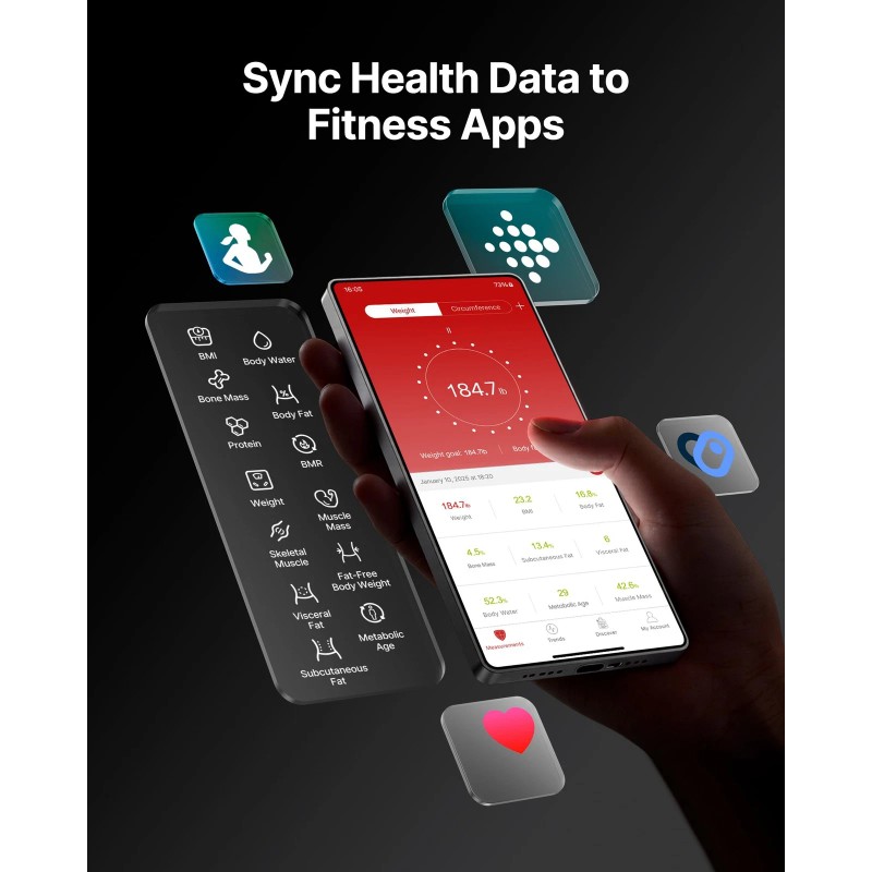 FITINDEX Smart Body Composition Scale Bluetooth BMI Body Fat Muscle