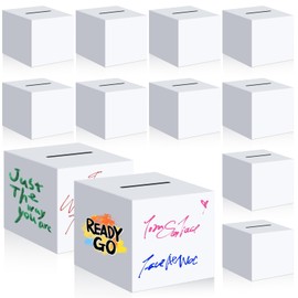 12 Pack 10" Ballot Box Raffle Boxes Elegant Large White Cardboard 10 x 10 x 10 Inch Donation Box Multipurpose Large Event Raffle, Donation, Wedding, Funeral, Birthday Favor Boxes for DIY (12)