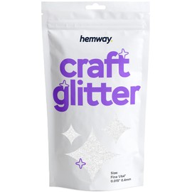Hemway Craft Glitter Multi Purpose Flakes for Arts Crafts Tumblers Resin Epoxy Nails Wax Scrapbook Glass Schools Decorations - White - Fine (1/64" 0.015" 0.4mm) 100g / 3.5oz