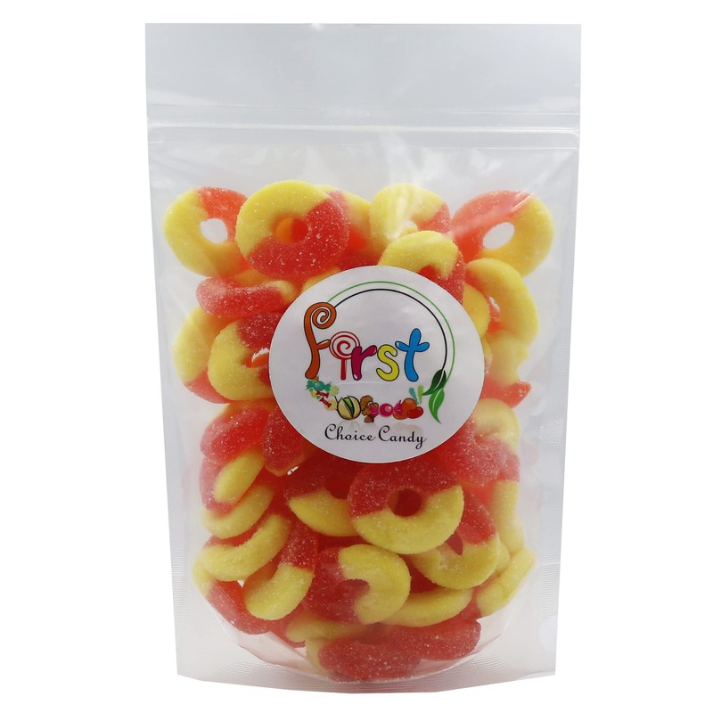 FirstChoiceCandy Gummy Rings Candy (Peach, 1 Pound (Pack of 1))