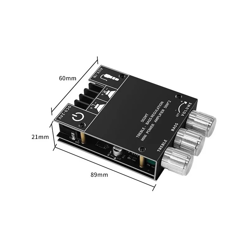 Placa Amplificadora Digital Bluetooth 5.0 50w X 2 2.0 Canales