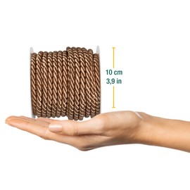 Halbach Seidenbänder Premium Cord (Natural), Width 6 mm, Length 10 m, Made in Germany and Oeko-Tex Certified, Shiny Satin Cord Made of Acetate