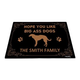 MALIHONG Silhouette Dog Mat FUUNY Dog Russian Wolfhound(Borzoi) Hope You Like Big Ass Dog Custom Your Family Name Doormat for Home Decor 35.4 x 23.6 Inch