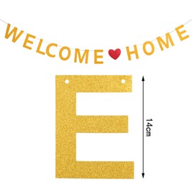 NAUZE Glitter Welcome Home Banner Sparking Shiny Welcome Home Decoration Family Party Banner(Red)
