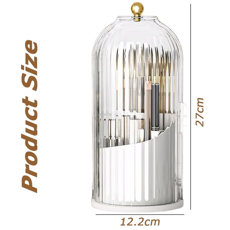 Cosmetic Storage with Transparent Compartments, Rotating Birdcage Makeup Organizer, Desktop