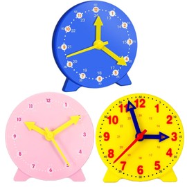 GETJOY 3 PCS Learning Clock, Learn to Tell the Time Clock, Kids Clock, Teaching Clocks, Kids Learning to Tell Time, Maths Manipulatives for Telling Time, Analogue Clock for Kids Learning ﻿