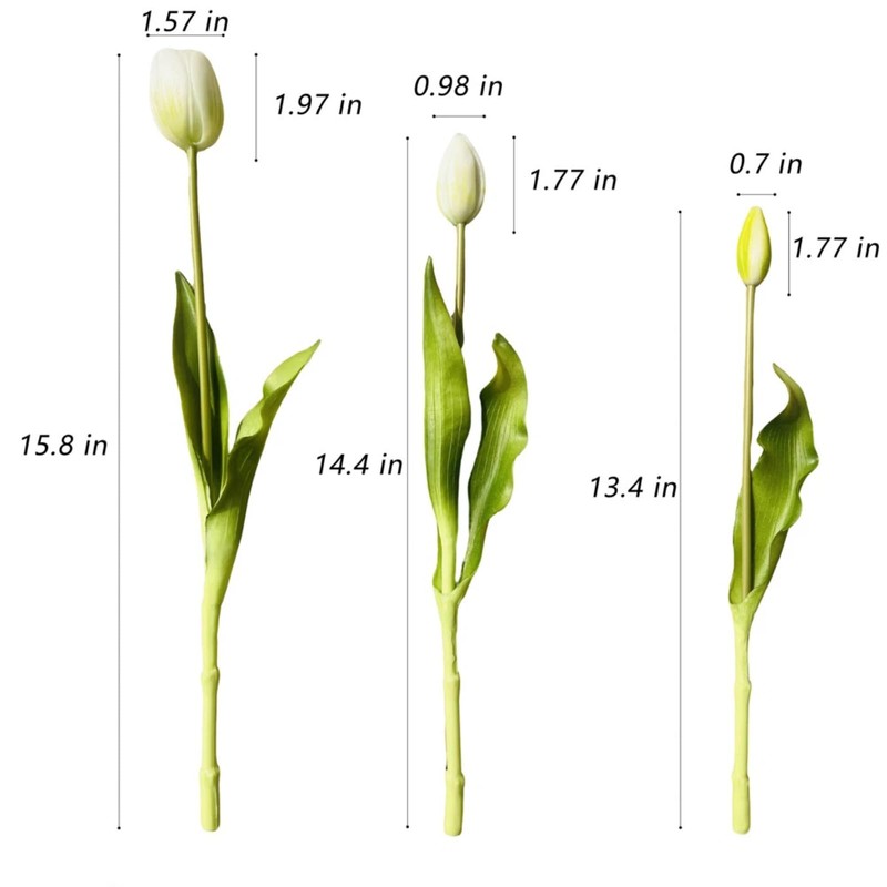 LYLYFAN 20 Pcs Artificial Tulips Flowers White Faux Tulip Flowers