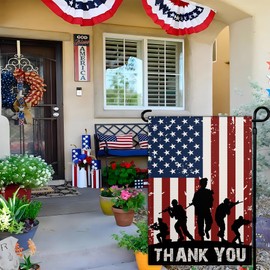 Memorial Day Garden Flag for Outside 12x18 Inch Patriotic American Soldier Thank You Garden Flag Outdoor Indoor House Yard Sign Decorations