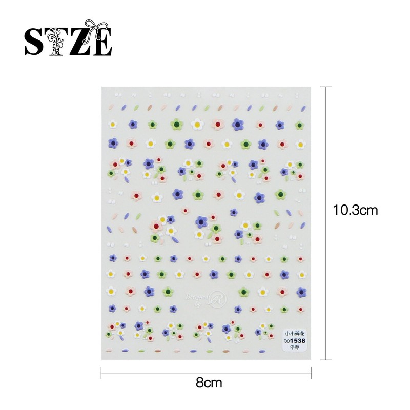 JMEOWIO 3D Nagelsticker Bunte Blume Nail Art Sticker Selbstklebend Nagelaufkleber