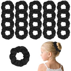 20 Pcs Satin Silk Black Scrunchies for Little Girls and Women Hair Ties no Damage Elastic Hair Scrunchies Birthday Gifts for girls and Women