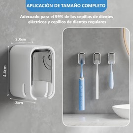 4 Piezas Porta Cepillo De Dientes para Baño, Portacepillos De Dientes con Tapa, Organizador De Baño Sin Perforación, Impermeable y con Ventilación, Color Gris