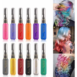 12 Colores temporales para el Cabello al Instante Tinte para el Cabello Lavable Gran Regalo r, cumpleaños, Fiestas, Concierto