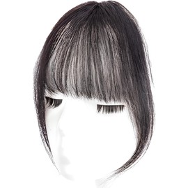KUTUBORYU Fake Bangs Hair Pieces for Women Hair Extensions, Clip In Bangs For Women Hair Wispy Fringe With Temples, Clip In Hair Extensions For Natural Look, Easy To Use Bangs Hair Clip, Brown Black