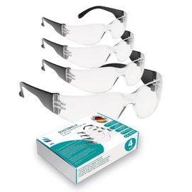 kela Pack of 4 Champion Safety Glasses, 100% Made in Germany, Transparent, Shatterproof, Scratch-Resistant Work Safety Glasses with Anti-Fog and UV Coating, Sports Glasses