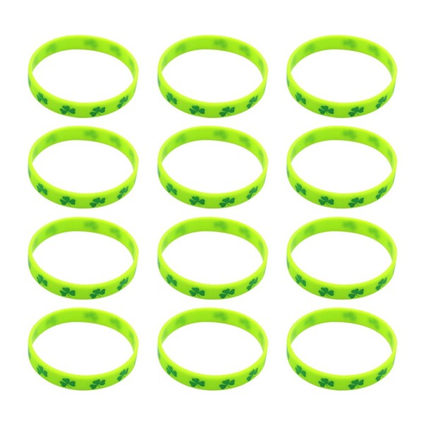 Holibanna 12pcs Irish Wristband St. Patricks Day Rubber Wristbands St. Patricks Day Party Favors St Patricks Day Prizes Kids Bracelets St. Patrick's Day Bracelet Child Earrings Sports