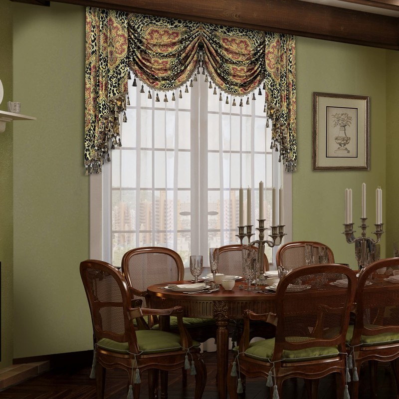 Leopard Window Waterfall Valance Curtains 1 Panel, W59 Inch