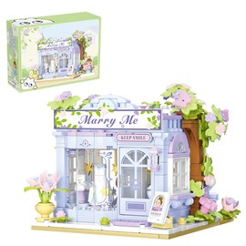 Oichy Bridal Shop Building Toys Romantic City Street View Building Blocks Decorative Modular Tree House Brick Sets for Children Teens Adults (386pcs)