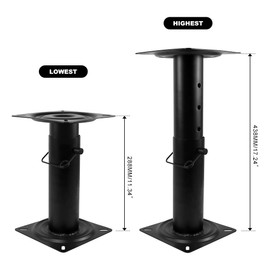 RULLINE 2 Pack Adjustable Pedestal Base for Boat Seats Height Adjustable 11.34 to 17.24 Inches Black Powder Coated Marine Seat Base Compatible with Swivel Devices for Fishing and Yacht Use
