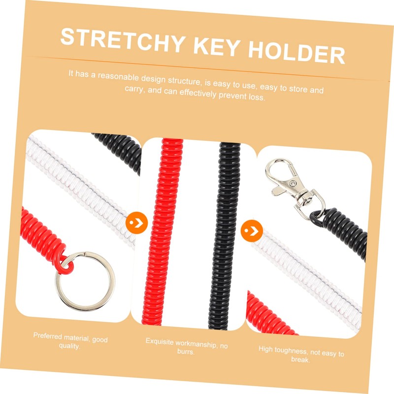 KOMBIUDA 3pcs Wrist Lanyard Keychain Spring Key Chain Clasp Hook