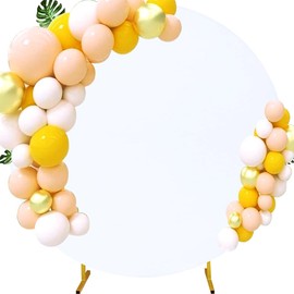 CREATCABIN 6.6 FT White Round Backdrop Cover Adjustable Polyester Arch Backdrop Cover for Circle Arch Stand Wedding Arch Photography Decoration Backdrop Cover Cloth Birthday Anniversary Wedding Party