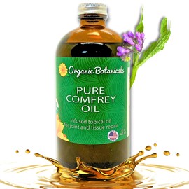 Organic Botanicals Pure Comfrey Leaf Infused Oil - Skin Care for Joints, Back, Muscles, Fractures, Bruises, and Minor Wounds, Natural Herbal Body Massage Oil, Certified Organic (16 oz)