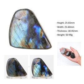 mookaitedecor 50-99g Labradorite Crystal Stone Ornament Self Standing Specimen Small Healing Crystal Decor, Irregular Labradorite Palm Worry Stone Moonstone Healing Stones and Crystals for Display