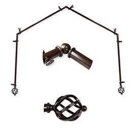 A&F Rod Décor - Spin 13/16" 4-Sided Bay Window Curtain Rod 28-48 inch (each side) - Cocoa
