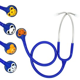 MEDSTAR | Estetoscopio Pediátrico de Una Campana Funny Animal con 5 Caritas Intercambiables (Azul)