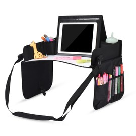 Kidzlane Kids Travel Car Seat Table Tray – Toddler Lap Activity Tray with Dry Erase Surface – Car Organizer for Snacks, Toys & Drawing – Road Trip & Airplane Travel Essentials for Kids