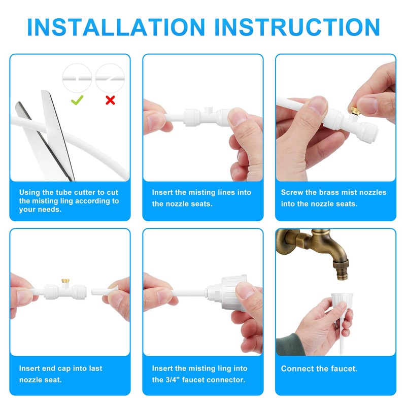Misting Systems White, Outside Patio Misters, 100FT Misting Cooling System+30