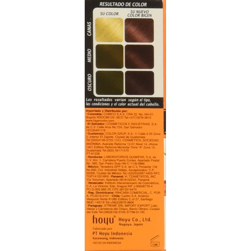 BIGEN Pack de 12 tintes marca bigen polvo tono,"bp caoba